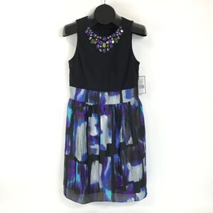 NEW Jessica Howard Embellished A-Line Dress Missy Size 12 Zip Lined Sleeveless